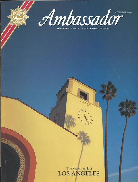 TWA Trans World Airlines Ambassador inflight magazine 11/90 Los Angeles [1033]