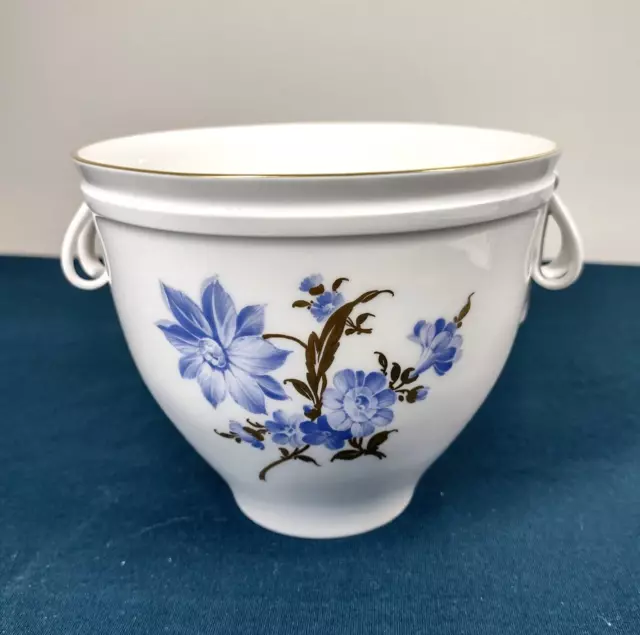 KPM German Porcelain Vintage Floral Deep Trinket Gilt Bowl Ribbon Handles