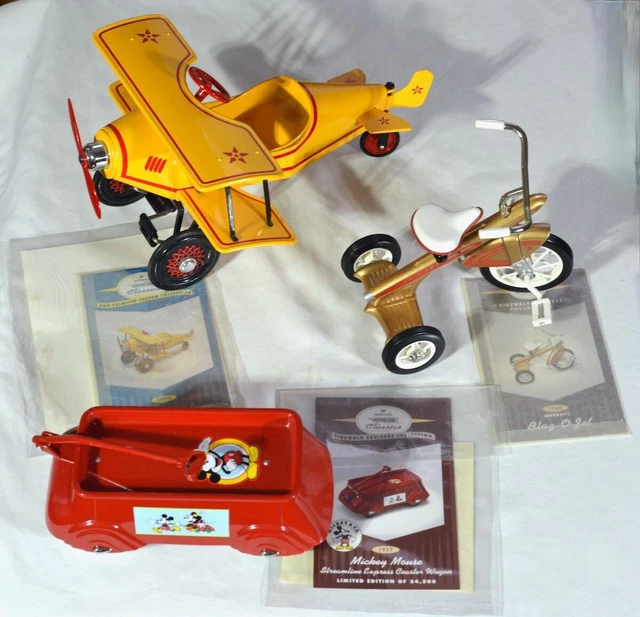 Hallmark Kiddie Car lot of 3, Murray Trike, Custom Bi-plane, Mickey Mouse wagon