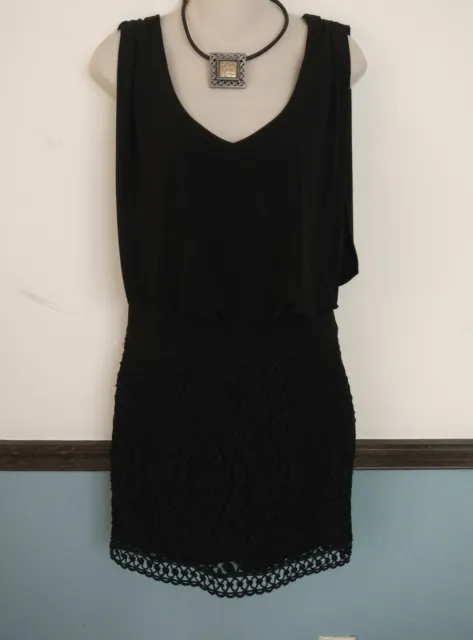 Laundry by Shelli Segal Womens Size 2 Small Little Black Lace Dress Must See!