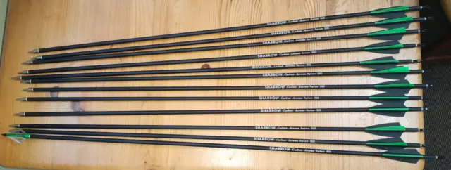 12X Carbon Arrows 30" Archery Spine500 Field Points Compound Recurve Bow Hunting