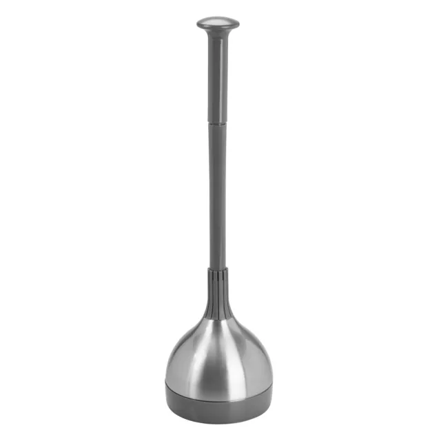 mDesign Bathroom Toilet Bowl Plunger and Cover - Gray/Brushed Stainless Steel