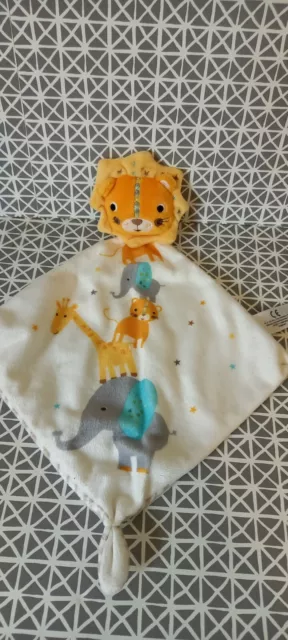 Doudou plat lion orange jaune blanc beige éléphant girafe Simba Toys