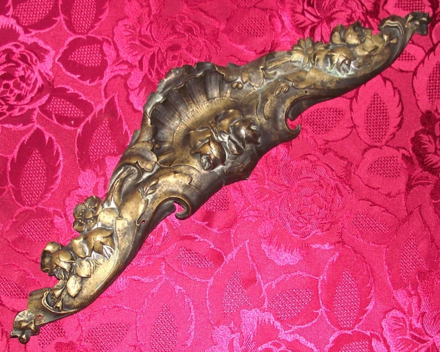 FRONTON BRONZE ANCIEN cors de chasse palme ornement meuble miroir décoration EUR 45,00 - FR FRONTON BRONZE ANCIEN cors de chasse palme ornement meuble miroir décoration EUR 45,00 - FR