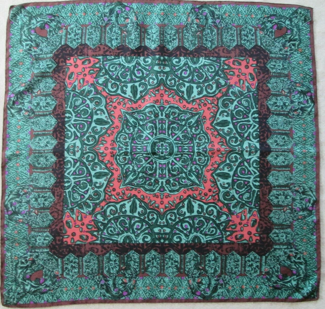 Grand Foulard Vintage Femme 88x90 Cm, Polyester, Motifs Fleurs Et Papillons