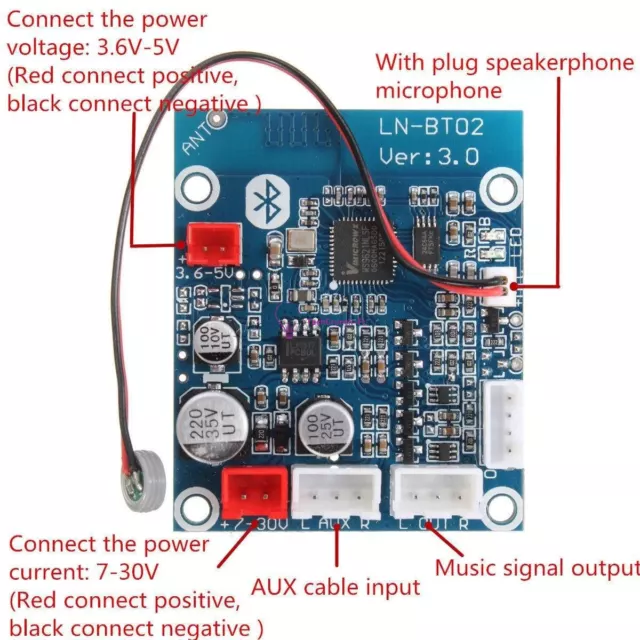 LN-BT02 Smart Bluetooth 4.0 Audio Receiver Board Wireless Stereo Module for Car