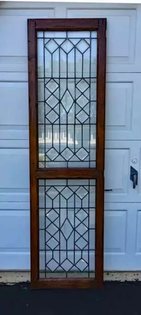 VINTAGE LEADED BEVELED GLASS WINDOW / DOORS / PANEL ( 2 available)