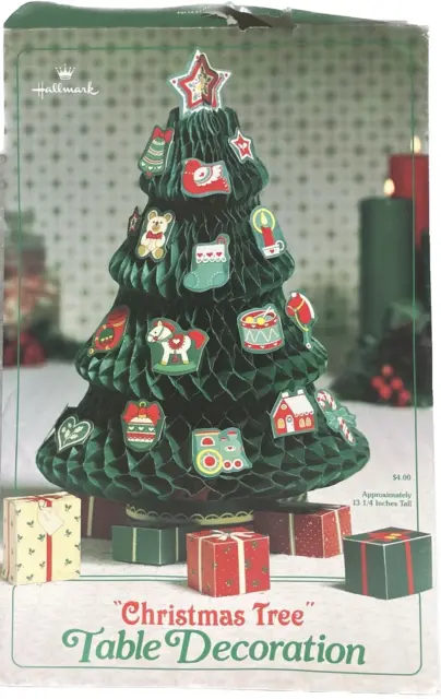 Vintage 1983 Hallmark "Christmas Tree” Honeycomb Centerpiece Tree/Gifts/Ornament