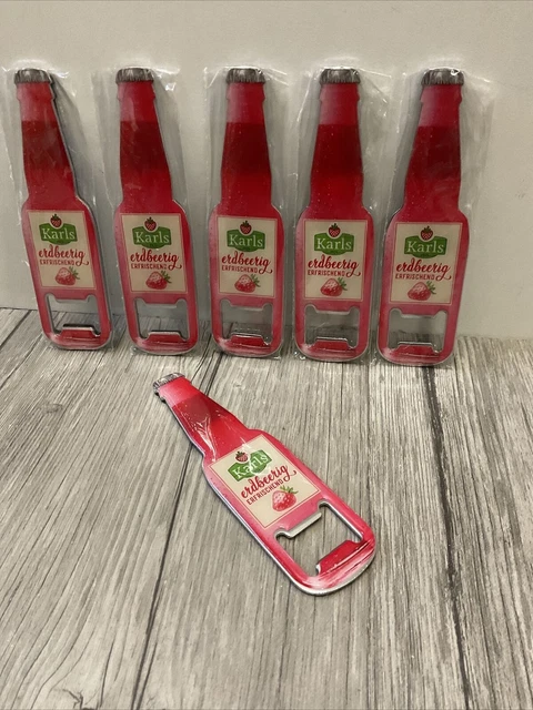 6 x Karls erdbeerig ERDBEERE Kühlschrankmagnet Magnet m. Flaschenöffner