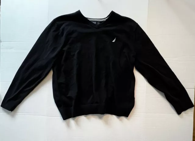 NAUTICA NAVTECH MEN'S Long Sleeve Sweater Black V Neck XL $10.99 - PicClick