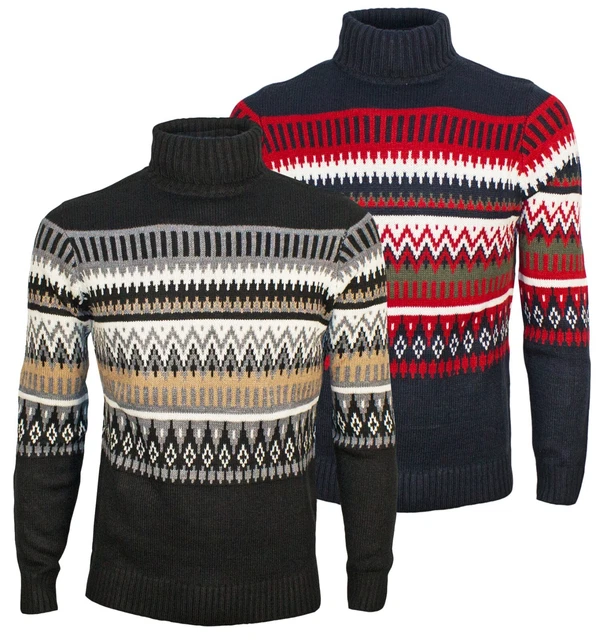Maglione uomo invernale collo alto maglioncino dolcevita pullover lana RDV