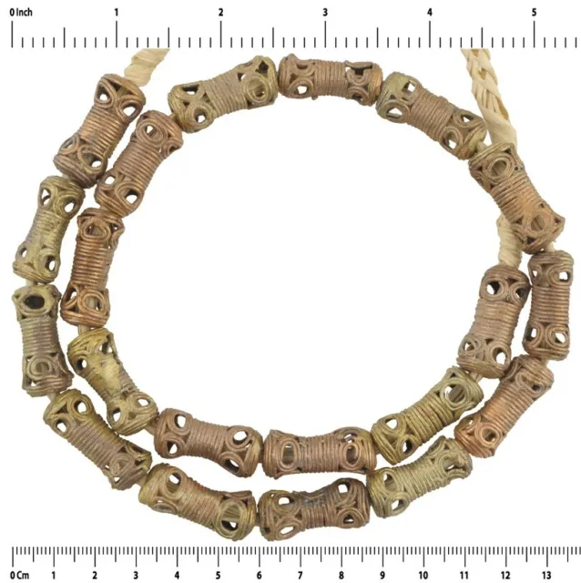 Handmade brass beads bronze casting Ashanti Akan lost wax necklace African trade