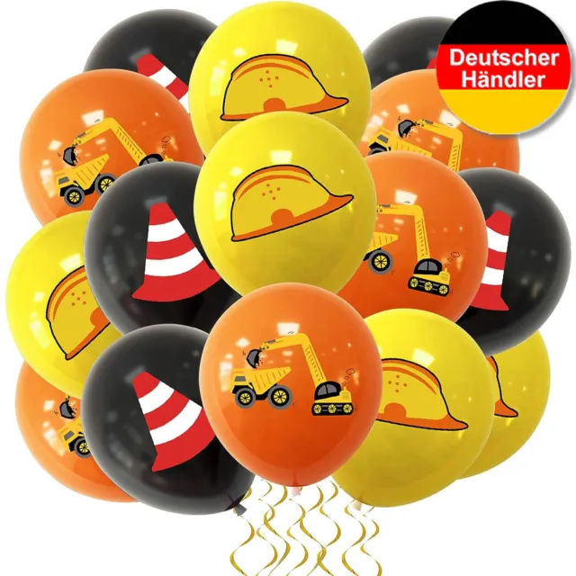 12 BAUSTELLE LUFTBALLONS - Bauarbeiter Ballon Deko Kinder Party Kindergeburtstag