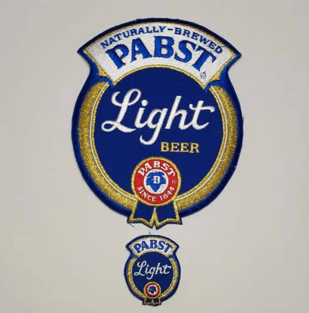 Lot (2) Large and Small Vintage Pabst Light Beer Embroidered Patches
