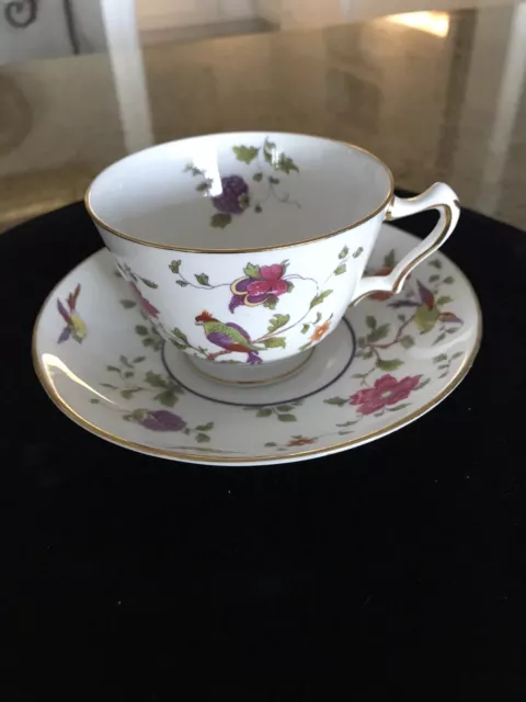 Vintage Crown Staffordshire Fine Bone China England Birds/Floral Tea Cup/Saucer