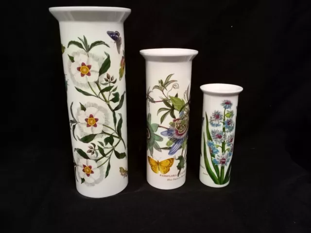 Set Of 3 Portmeirion Cylinder Vases