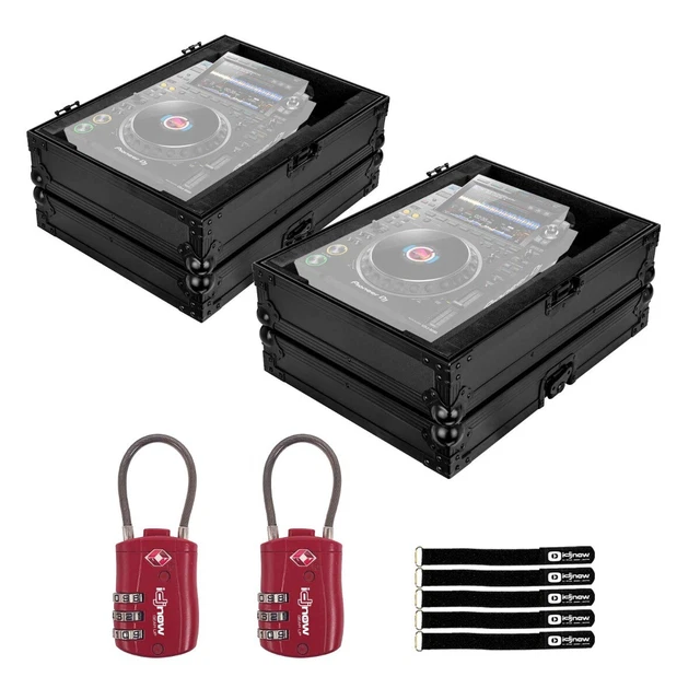 Odyssey FZCDJ3000BL Black Flight Hard Travel Cases Pair w Locks to fit Pionee...