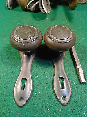 ONE SET of ART DECO KNOBS & PLATES  - ALL BRASS  - FANTASTIC!  (5523) 2