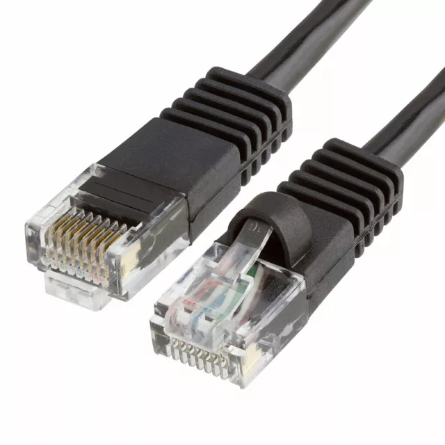 Cat5e Network Ethernet Cable - 350 MHz, Gold Plated RJ45 Connectors Black 10FT