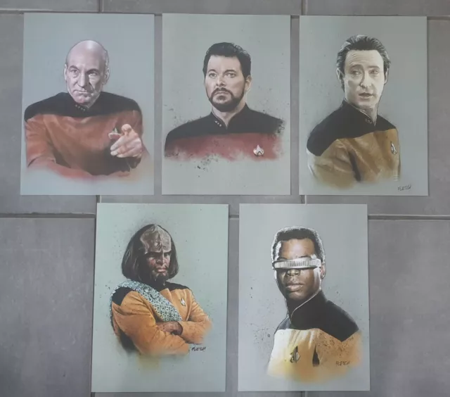 Star Trek the next generation enterprise ncc1701 D crew artprints by fletch