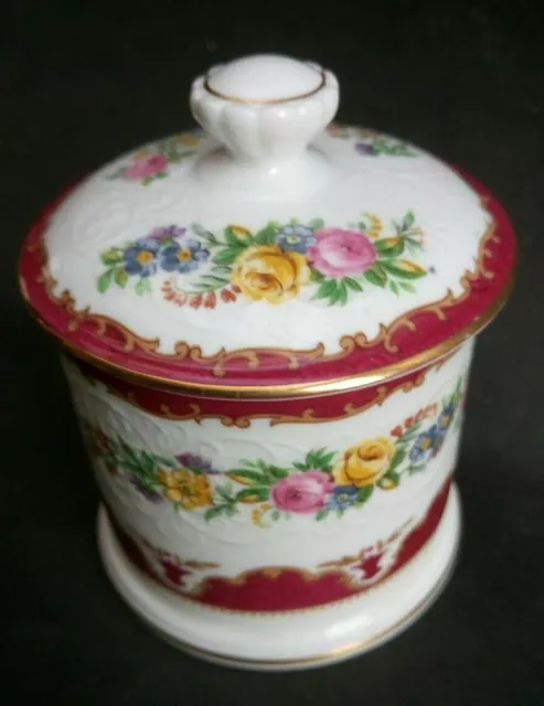 Vintage Crown Staffordshire Tunis roter Deckel Marmelade Einmachtopf Blumenmuster