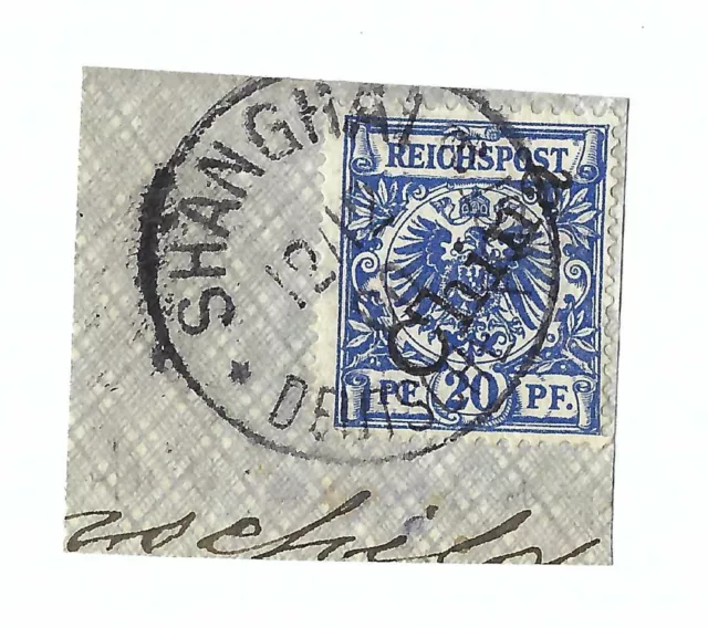Deutsche Post China Mi. Nr. 4. II. 56 ° auf Briefstück  12. 12. 1900