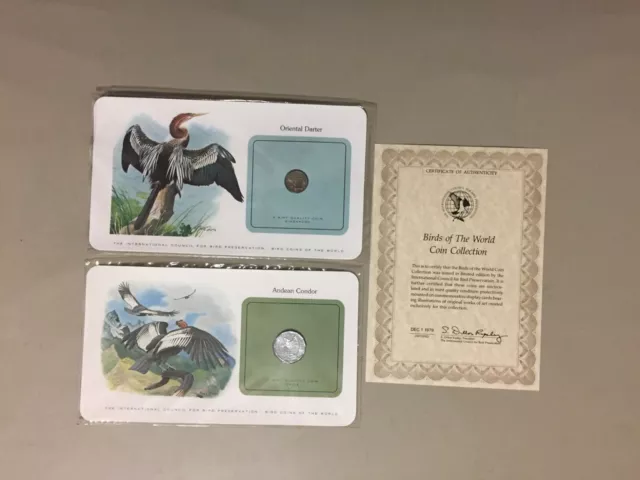 Two Birds of the world coin collection:Chile,Singapore.Instruction on back