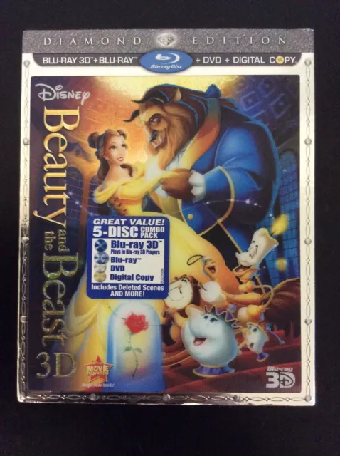 Beauty And The Beast Diamond Edition Animated 3D Blu Ray + DVD 5 Disc combo