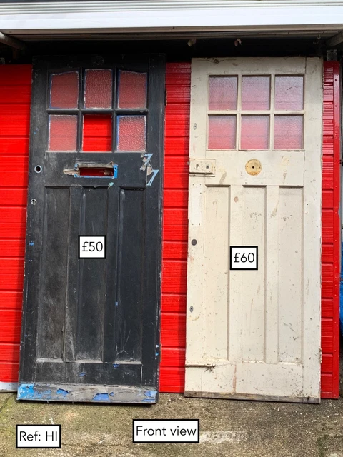 Reclaimed Old 1930s Art Deco Timber Wooden Edwardian Georgian Front Door
