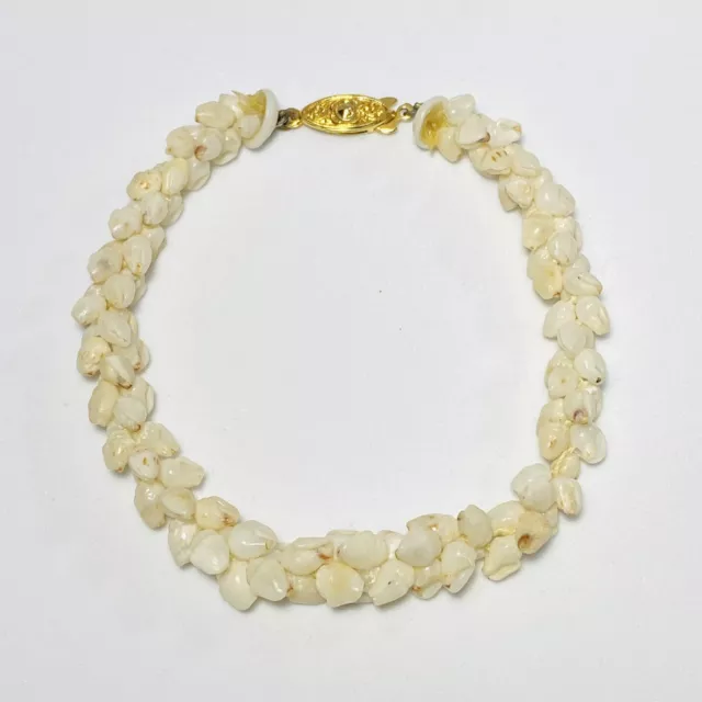 100% Hawaiian Niihau Momi Shell 8.75" Lei Bracelet