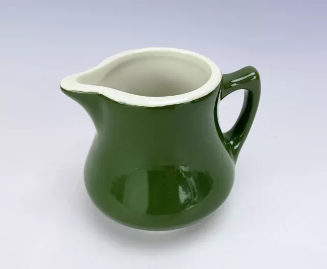 Vintage HALL USA Pottery CREAMER Pitcher Syrup Green & White
