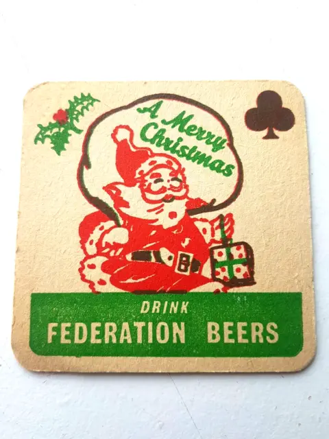 Vintage NORTHERN CLUBS FEDERATION  Merry Christmas Cat No'284 Beer mat / Coaster