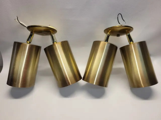 Vtg MCM Wall Mount Brushed Aluminum Brass Reading Sconce Light Fixtures READ