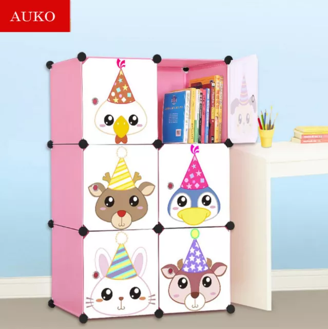 Cute Kid Cartoon 2/3/4/6/8/12 Cubes Storage Cabinet Wardrobe Toy Book Shelve XJM