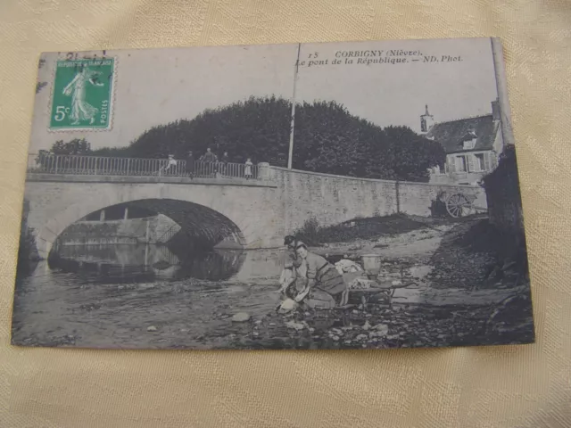 carte postale   corbigny   vers 1900  le pont de la republique