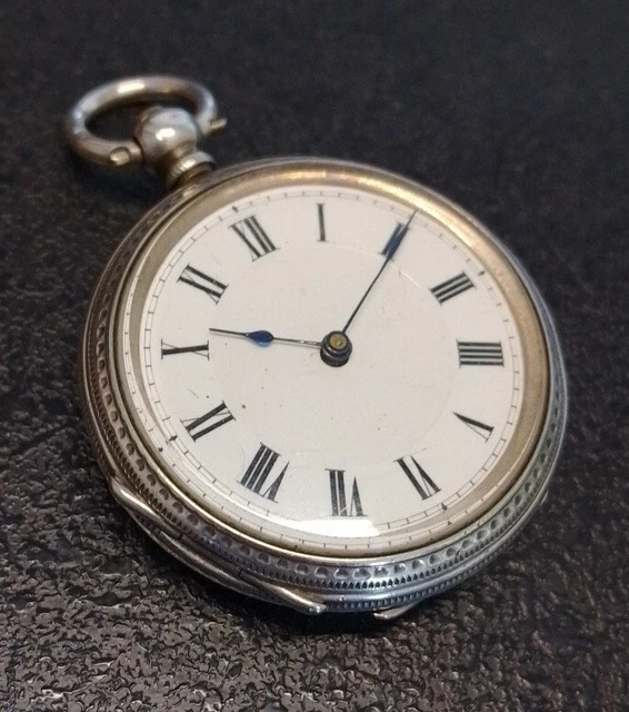 Antique Victorian Silver Ornate Fob Watch By Charles Vaucher, Working.