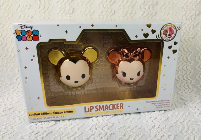 Disney Mickey & Minnie Mouse Tsum Tsum Lip Smackers Gold Limited Edition NIB