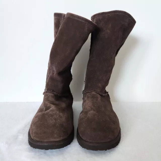 OLD NAVY FUR Lined Boots Genuine Suede Leather Dark Brown Winter Women ...