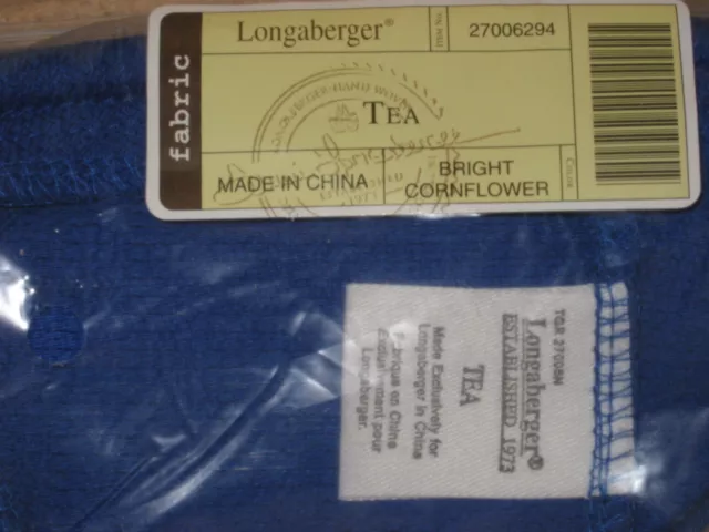 Longaberger Cornflower Blue Fabric Tea Basket liner MINT FREE SHIPPING!