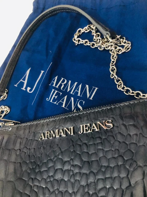 BORSA ARMANI JEANS vernice Grigia Argento Bag Giorgio Armani