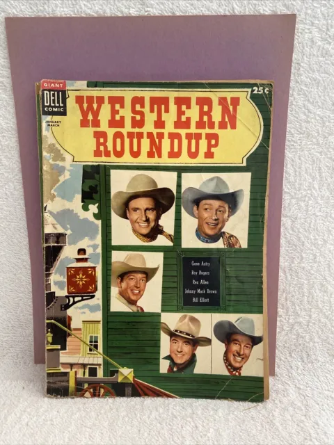 WESTERN ROUNDUP #9 1955, Dell Giant, Gene Autry, Roy Rogers