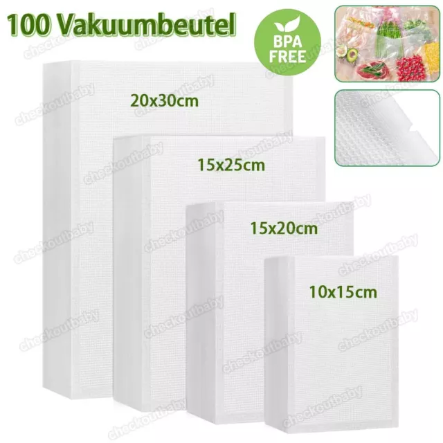 100x Vakuumbeutel Lebensmittel goffriert Vakuumierbeutel Vakuumfolie Für Caso