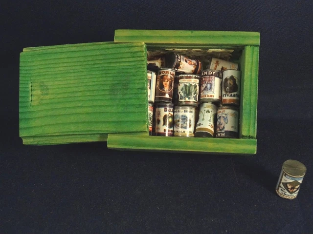 ANCIEN JOUET CASIER miniature 24 boites conserves épicerie dinette
