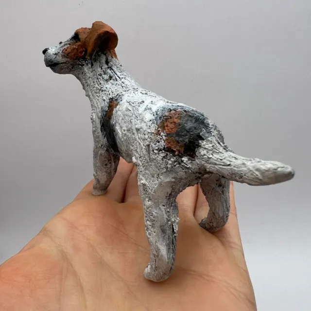Ceramic Figurine Statue Dog Jack Russell Terrier Handmade Decor Collectible Gift