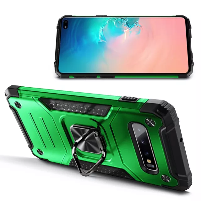 For Samsung Galaxy S10 S10 Plus S10e Case Ring Kickstand Cover +Screen Protector 3