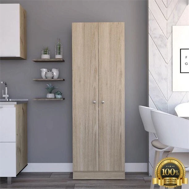 Tall MDF Veneer Kitchen Pantry Cabinet Organizer Storage Cupboard 5 shelves Oak