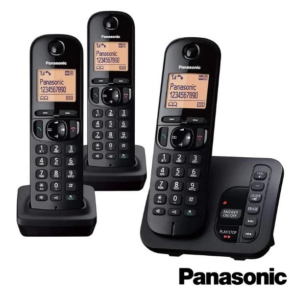 PANASONIC TGC223 CORDLESS Trio Phone With Answering Machine Black Kx
