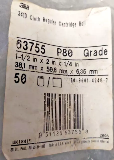 Lot of 54 - 3M 63755, 341D Cloth Regular Cartridge Roll 1-1/2"x2"x1/4"