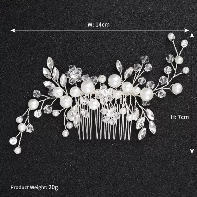 Pearls Wedding Hair Vine Crystal Bridal Accessories Diamante Headpiece 35cm-50cm