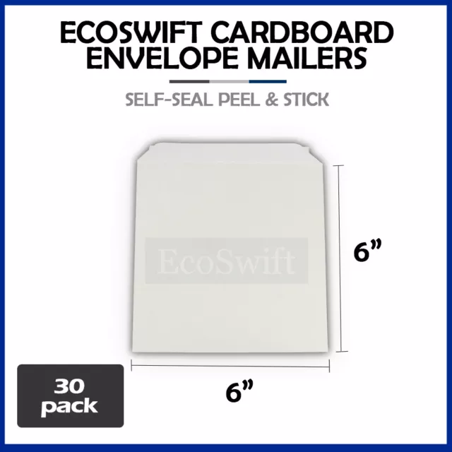 30 - 6 x 6 EcoSwift White CD/DVD Photo Ship Flats Cardboard Envelope Mailers 6x6